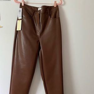 brand new cognac Aritzia Melina vegan leather pant